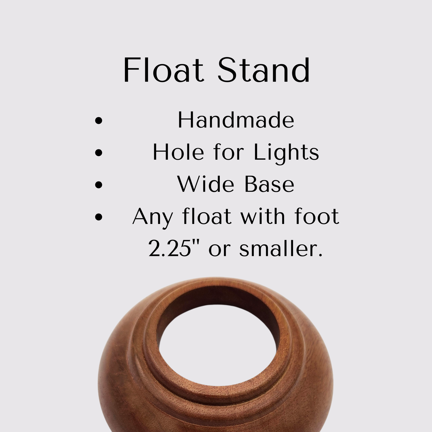 Handmade Wood Float Stand – Round Base Display for Glass Floats