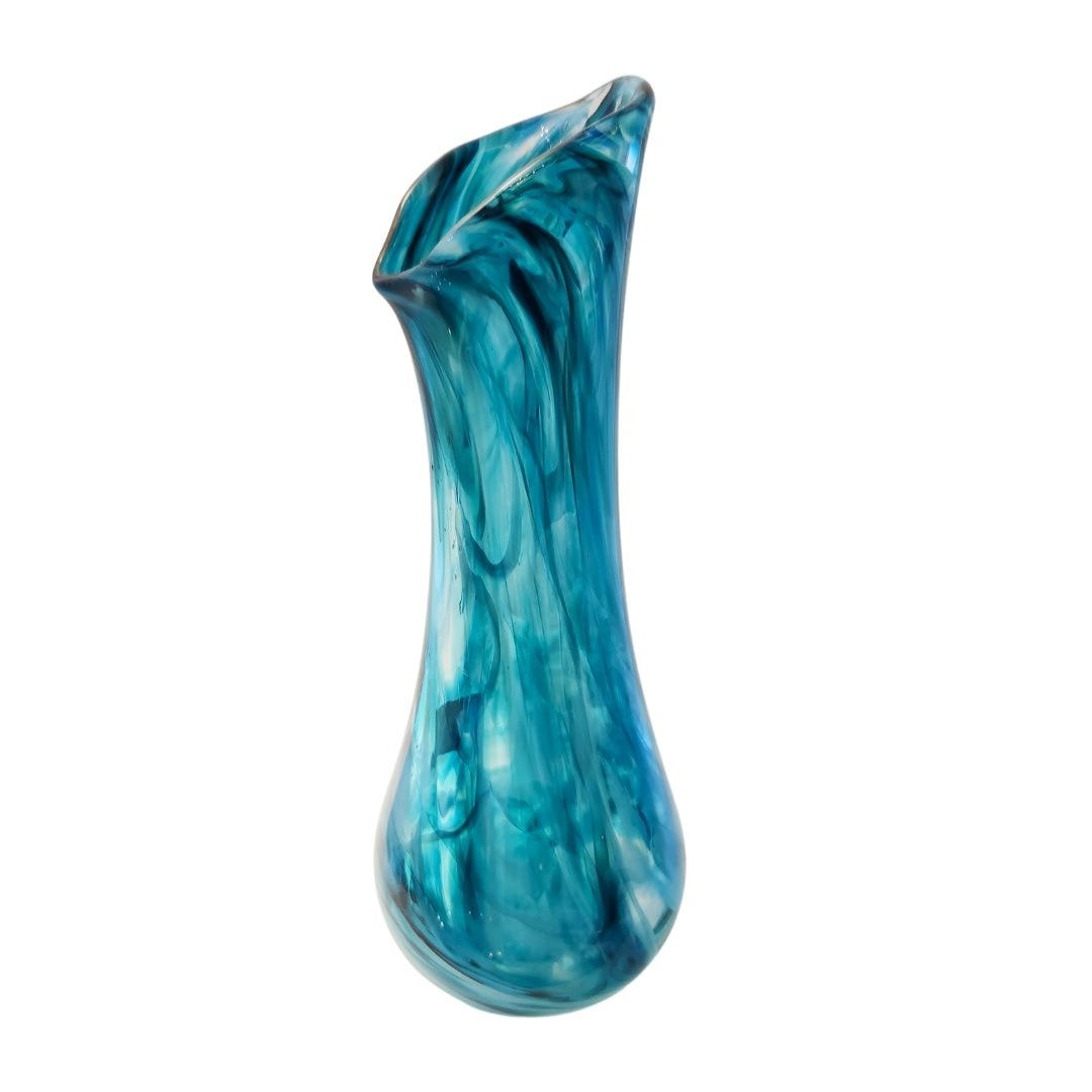 tall light blue glass vase