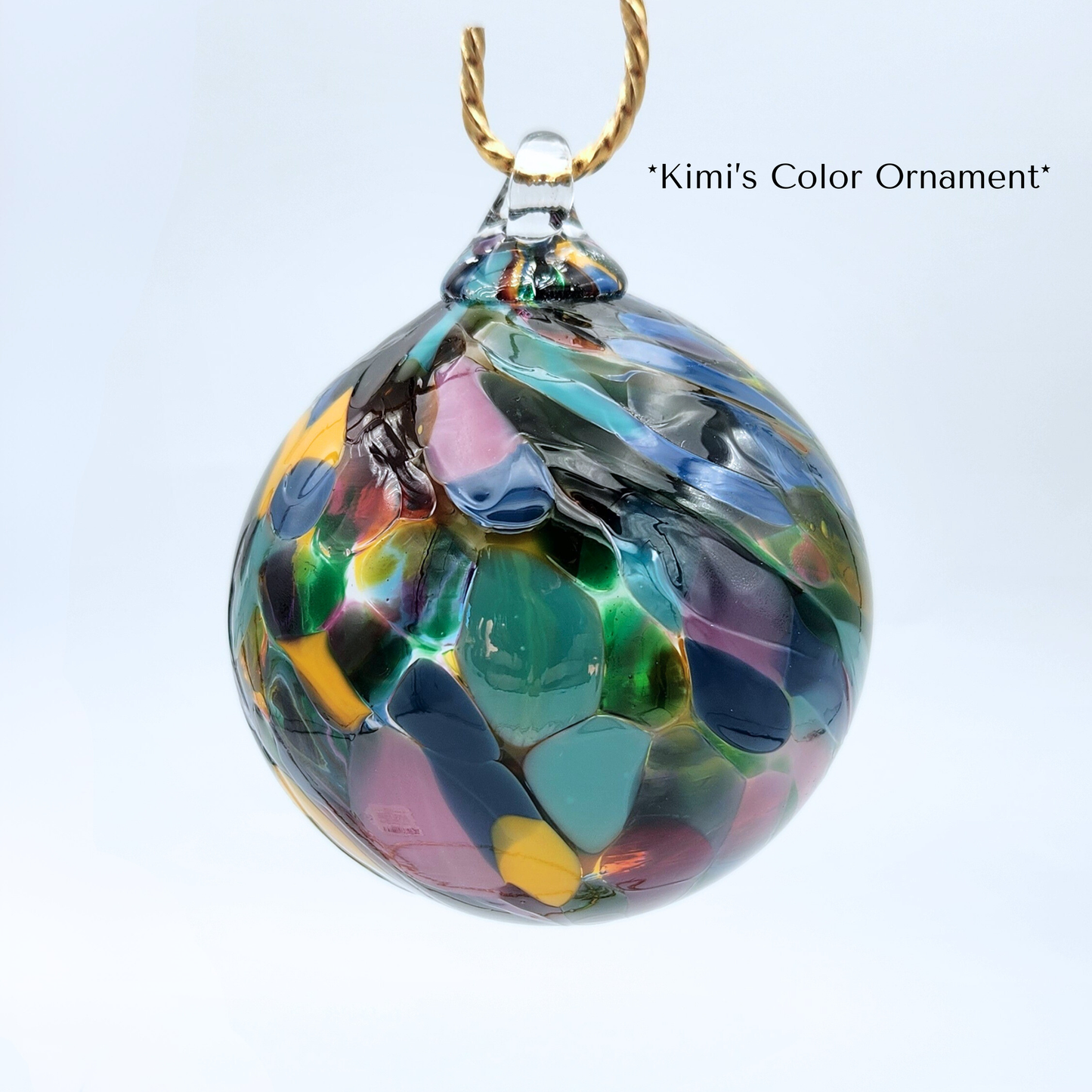 Kimi's Glass Float – Handblown Ornament in Blue, Yellow, Pink, Teal & Green