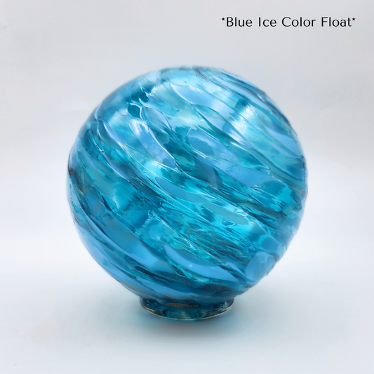 Blue Ice Glass Float – Handblown Ornament in Blue, and Light Blue