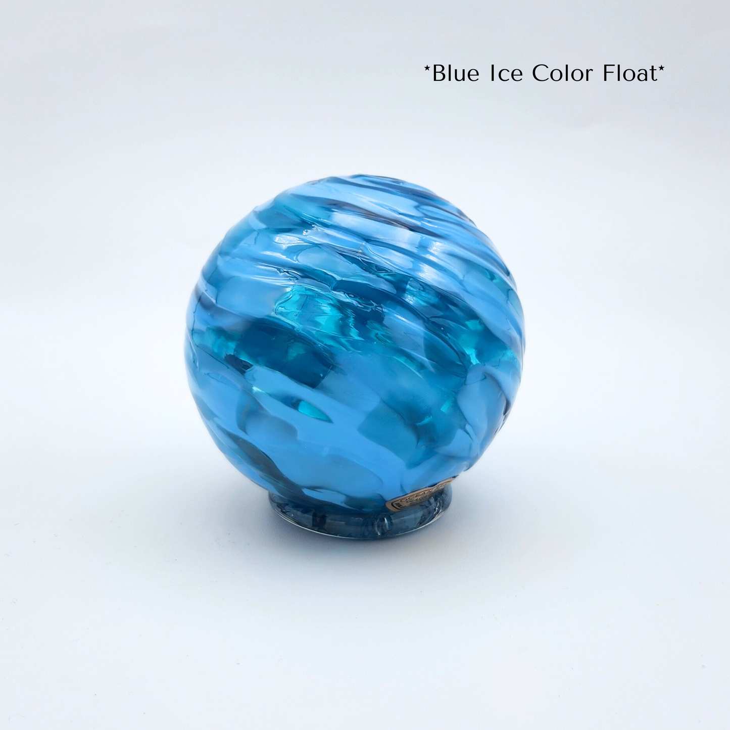 Blue Ice Glass Float – Handblown Ornament in Blue, and Light Blue