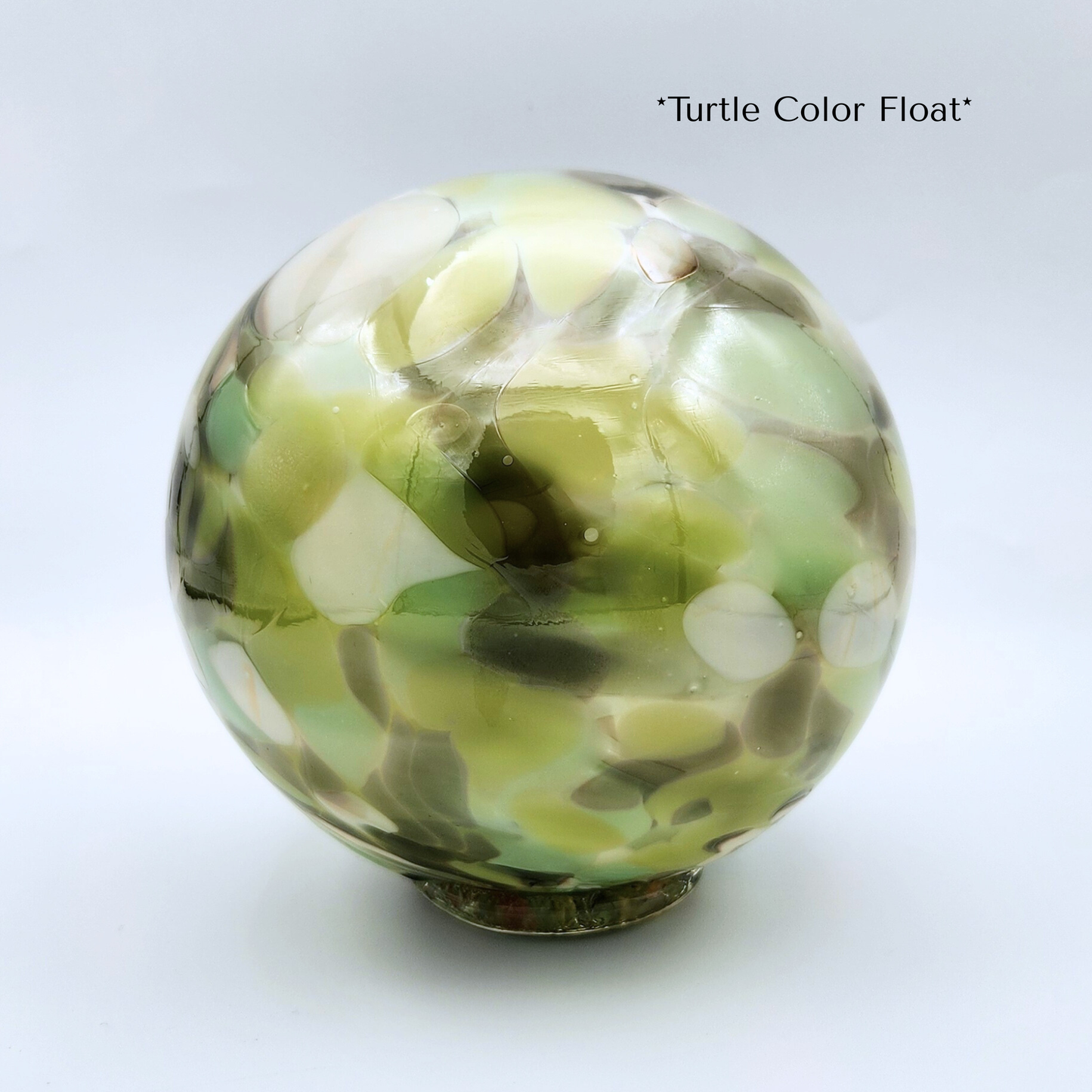 Turtle Mix Glass Float – Handblown Ornament in Pastel Greens, Sage, and Olive Brown