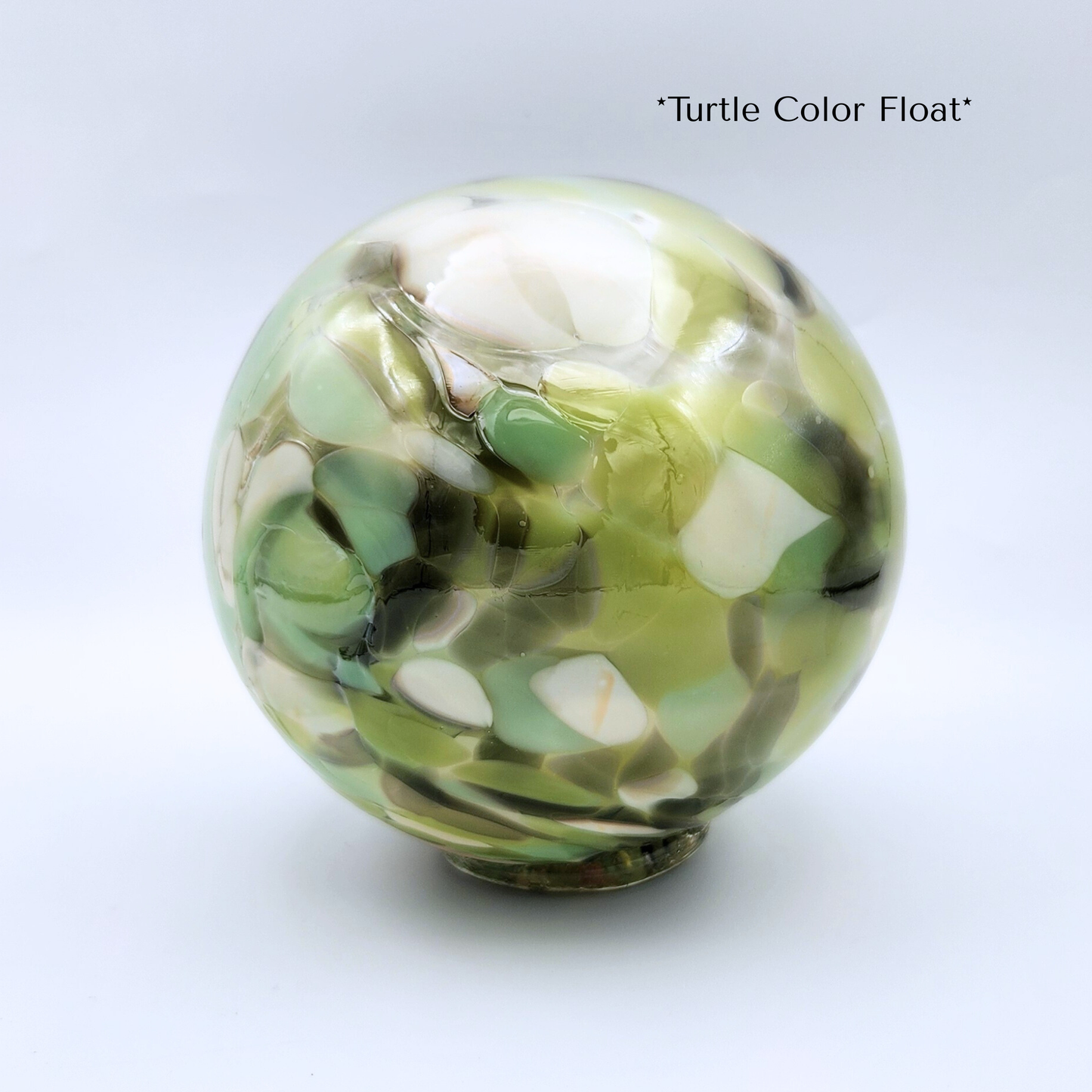 Turtle Mix Glass Float – Handblown Ornament in Pastel Greens, Sage, and Olive Brown
