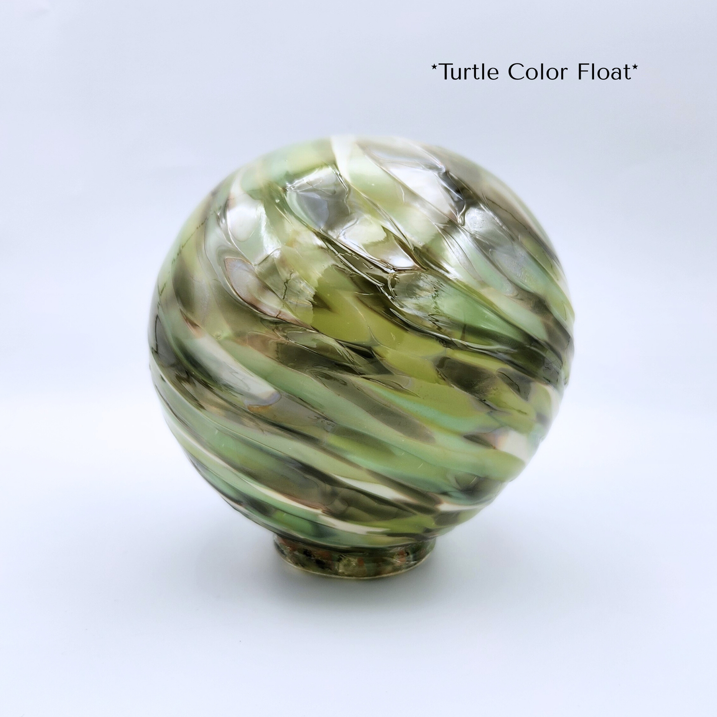 Turtle Mix Glass Float – Handblown Ornament in Pastel Greens, Sage, and Olive Brown