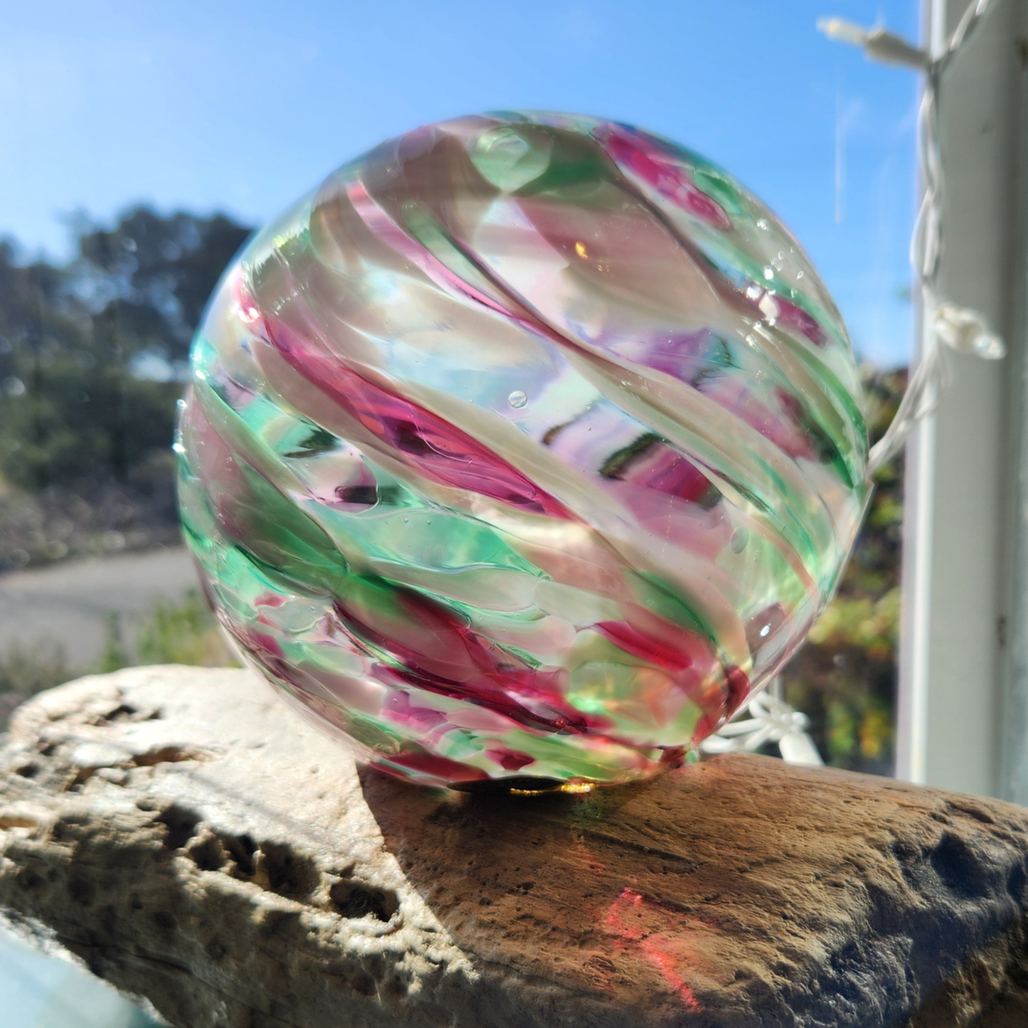 Tulips Mix Glass Float – Handblown Ornament in Pinks and Greens