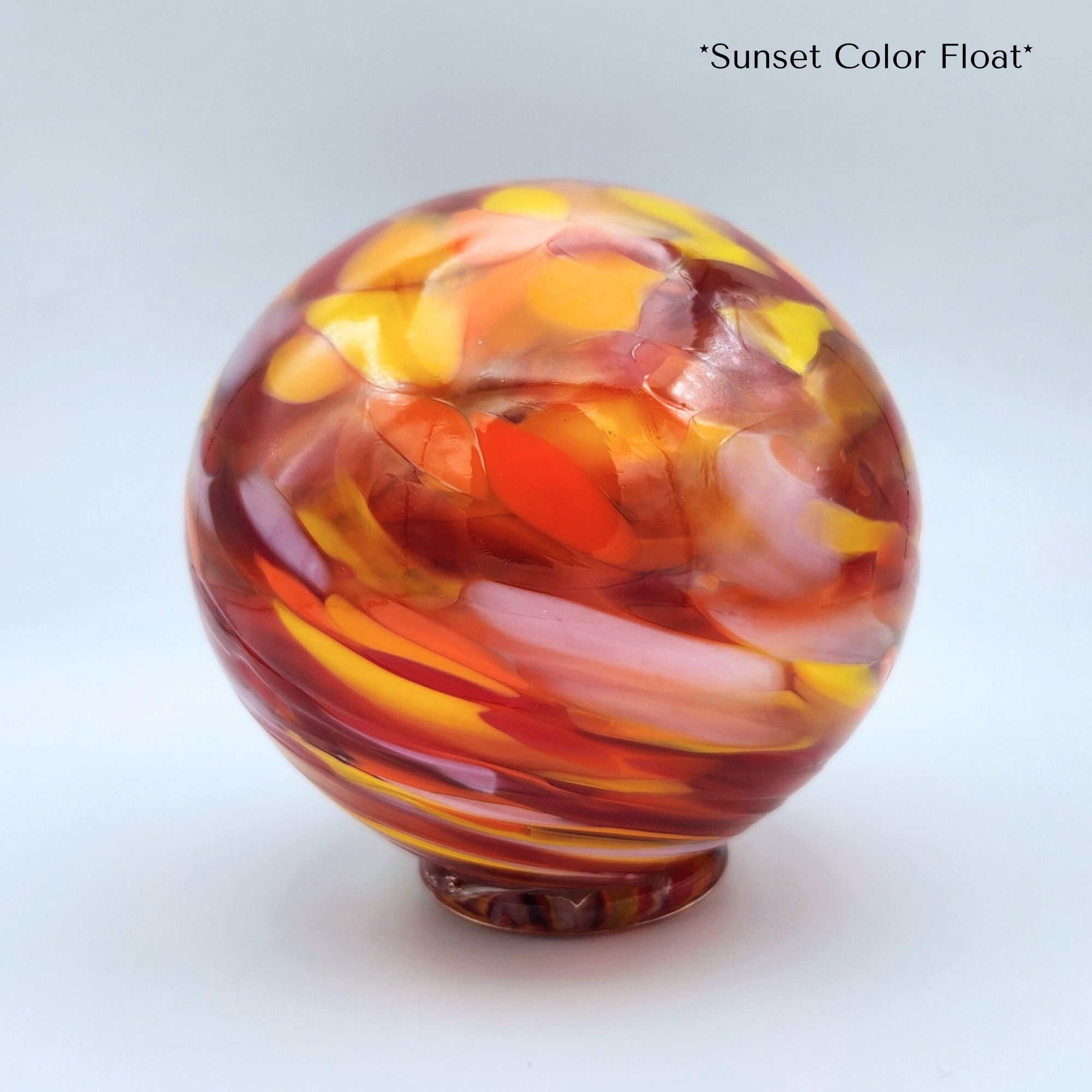 Sunset Mix Glass Float – Red, Yellow, Pink & Purple Handblown Ornament