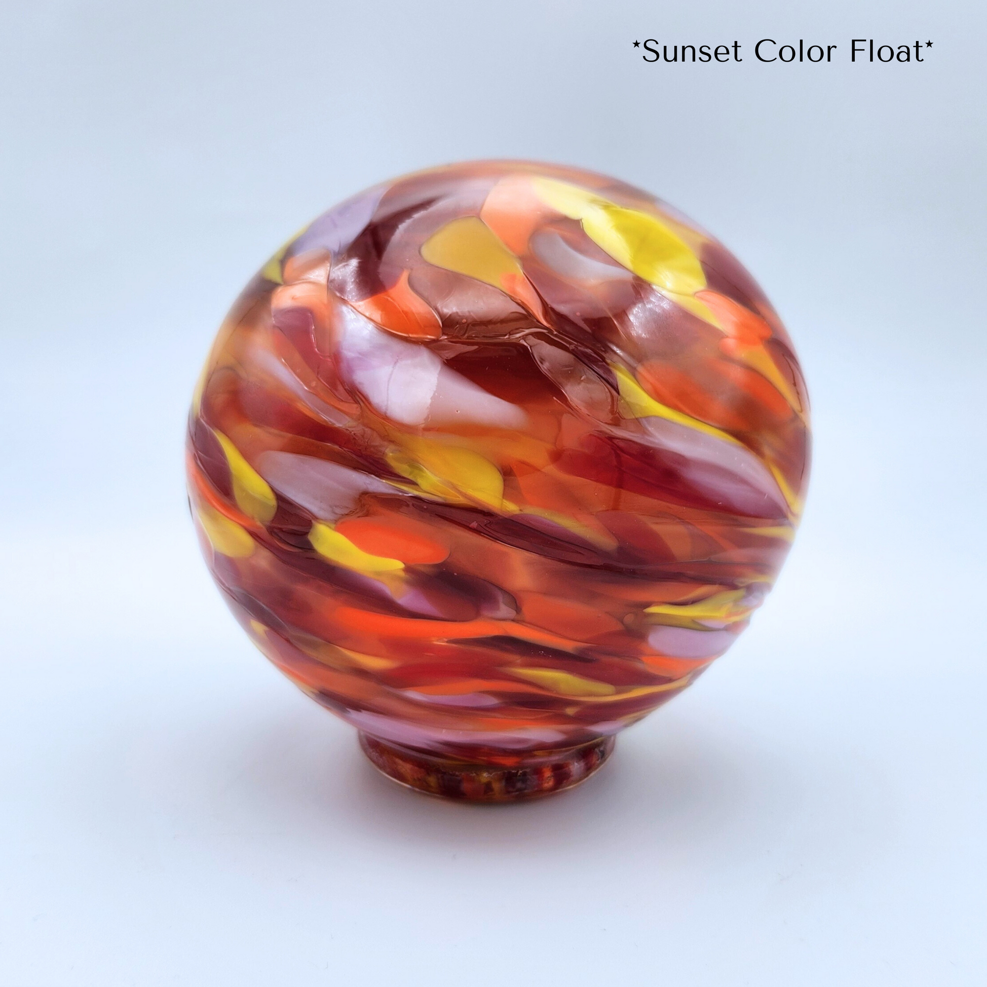 Sunset Mix Glass Float – Red, Yellow, Pink & Purple Handblown Ornament