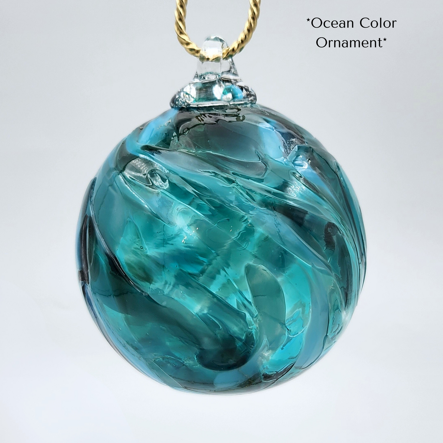 Ocean Glass Float – Handblown Ornament in Blues & Teals