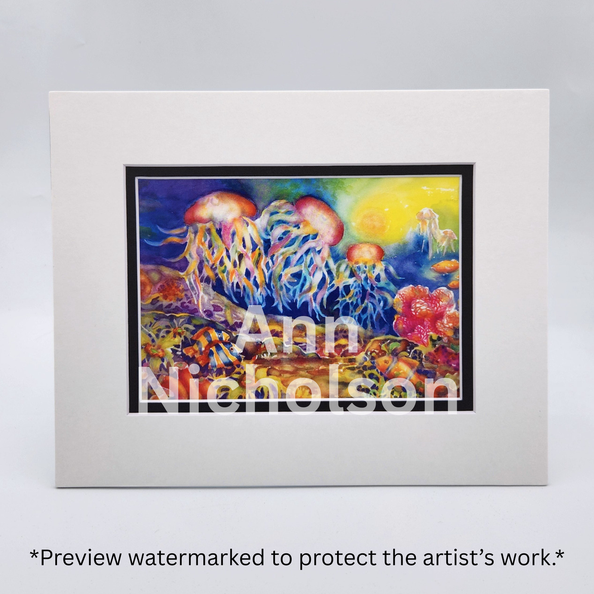 Jellyfish Watercolor Art Print by Ann Nicholson – 8 x 10"