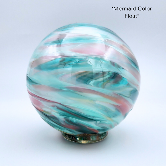 Mermaid Glass Float – Handblown Ornament in Pink, Light Blue & Teal