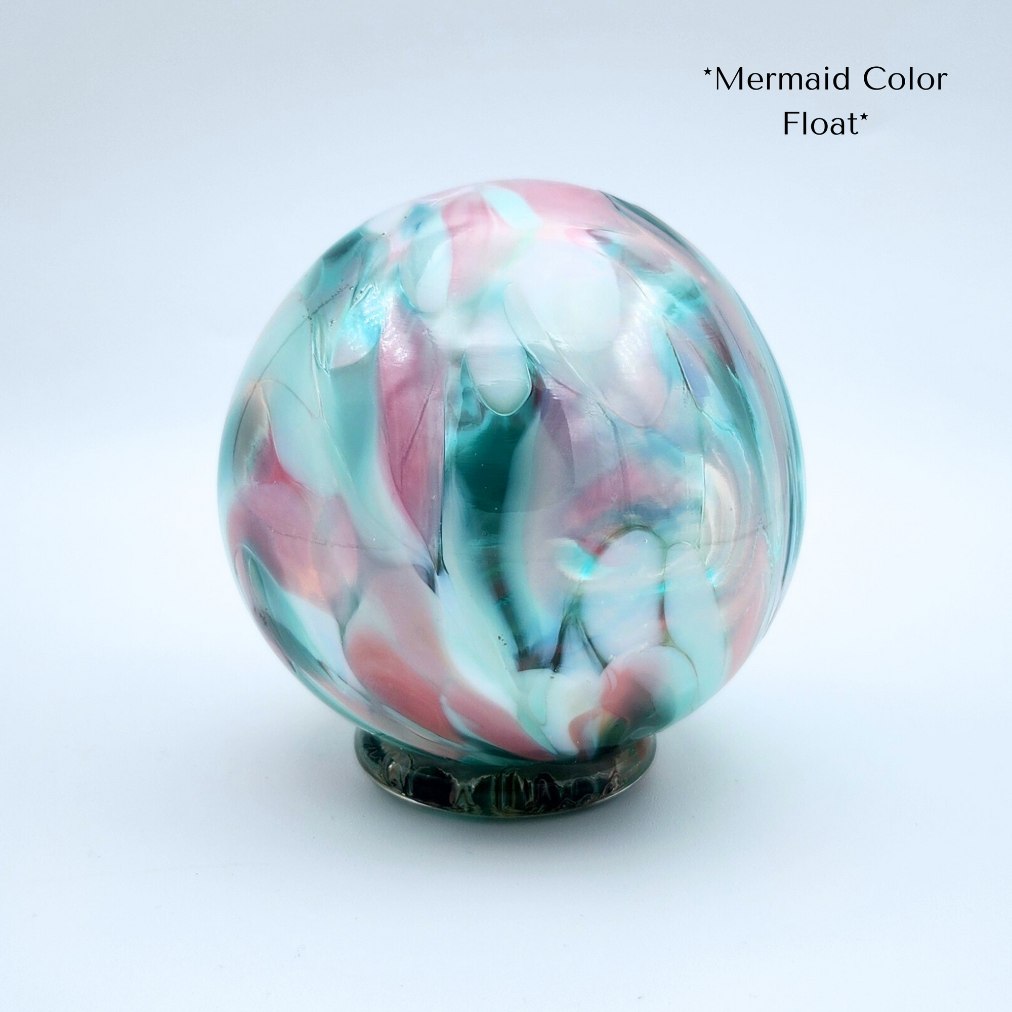Mermaid Glass Float – Handblown Ornament in Pink, Light Blue & Teal