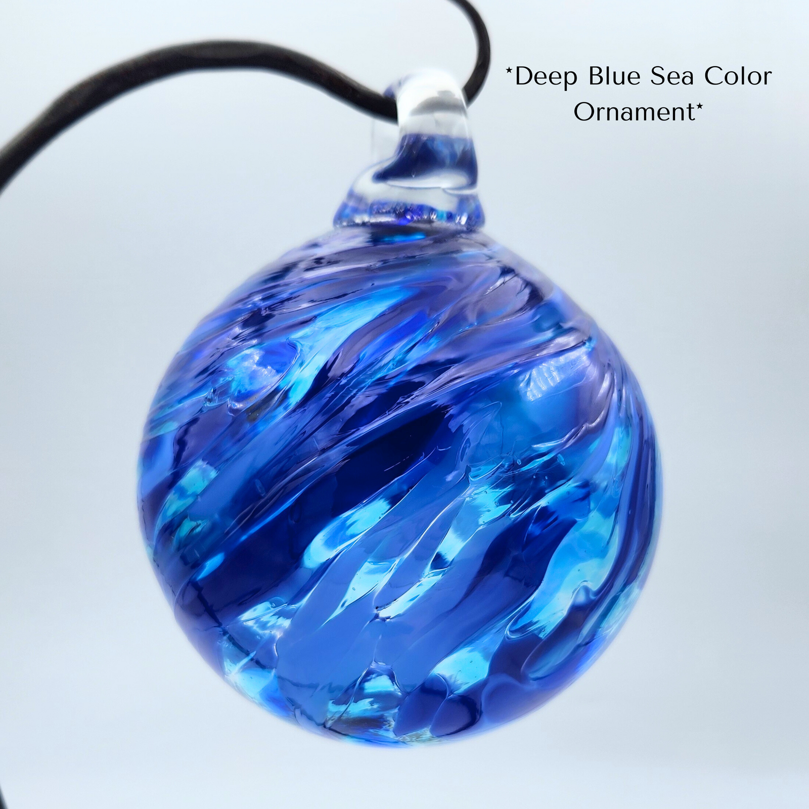 Deep Blue Sea Glass Float – Handblown Dark Blue Ornament
