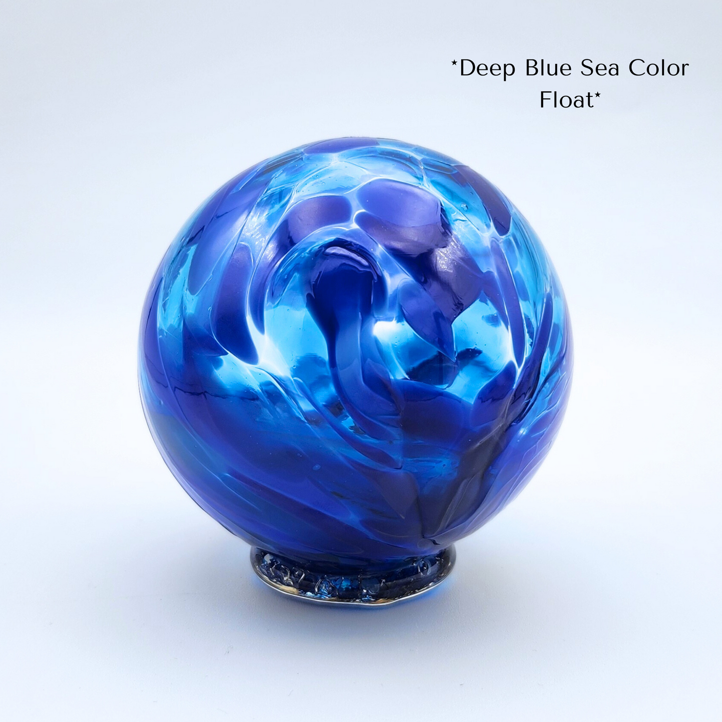 Deep Blue Sea Glass Float – Handblown Dark Blue Ornament