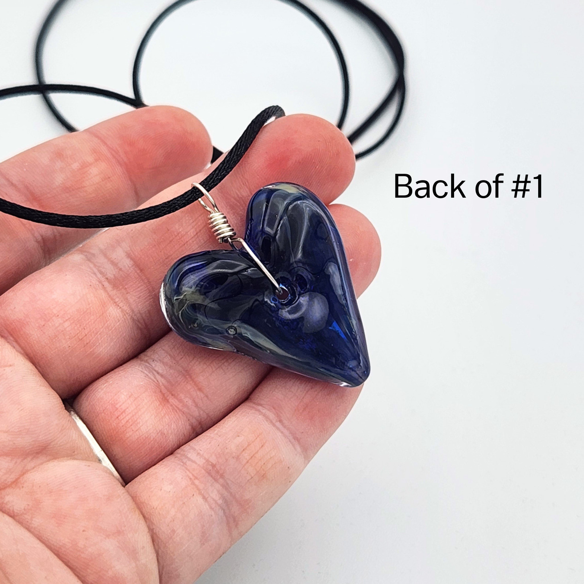 Handmade Torchwork Glass Heart Pendant Necklaces by David Frederick - Oregon Artist