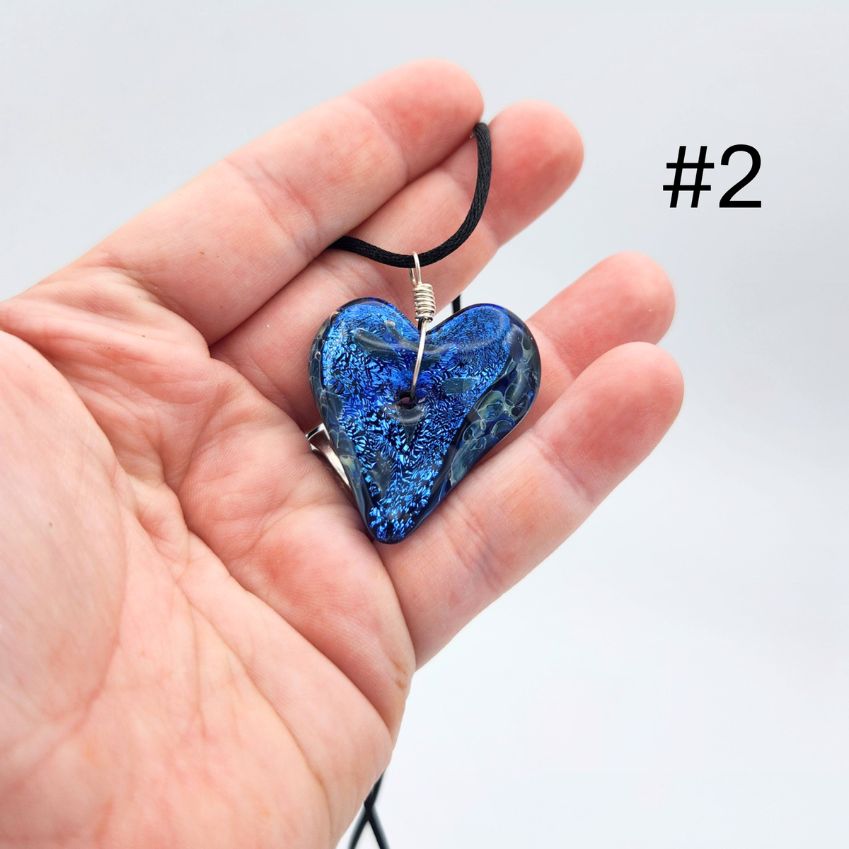 Handmade Torchwork Glass Heart Pendant Necklaces by David Frederick - Oregon Artist