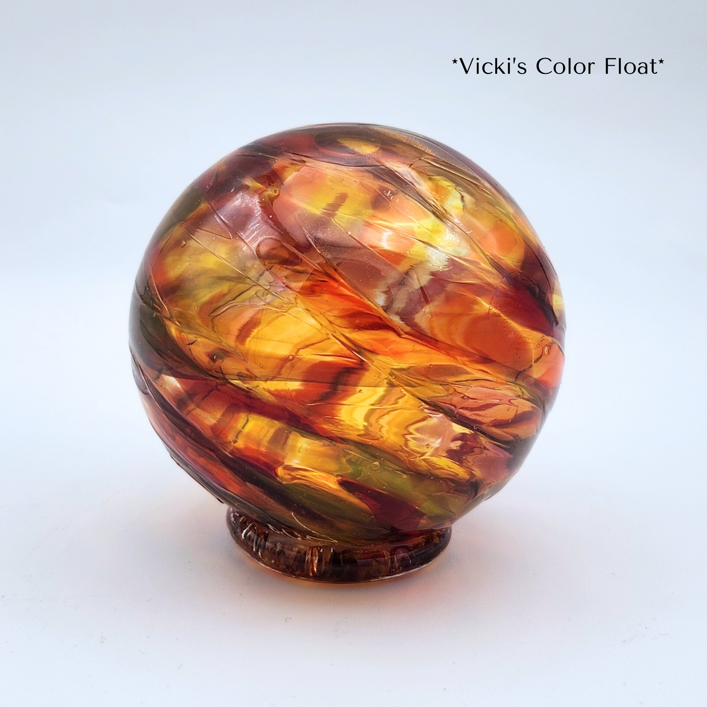 Vicki's Glass Float – Fall Handblown Ornament in Orange, Red, & Gold