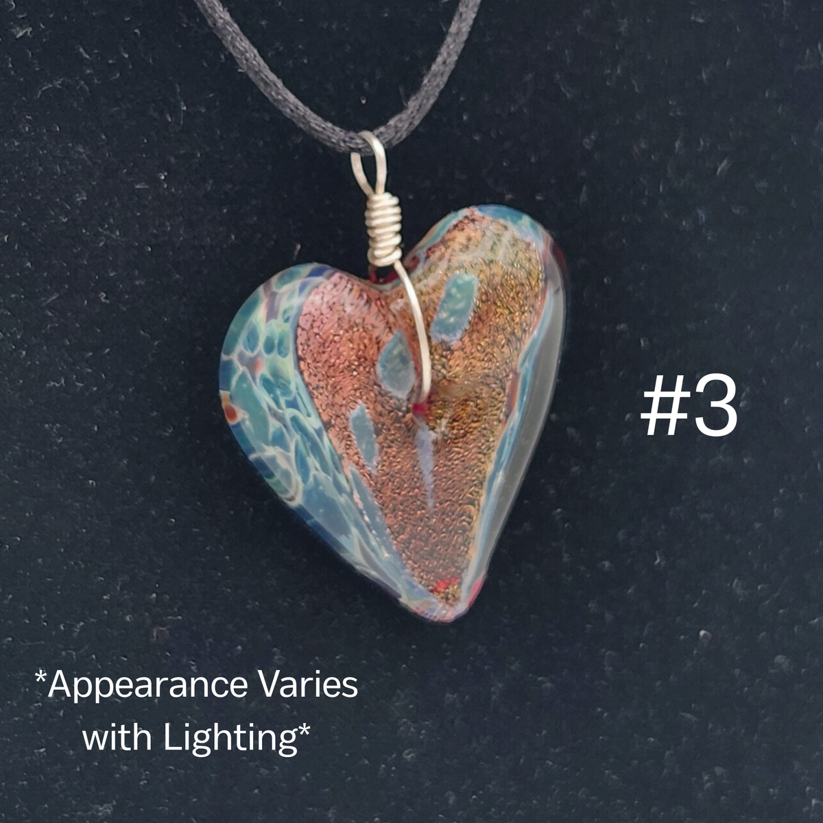 Handmade Torchwork Glass Heart Pendant Necklaces by David Frederick - Oregon Artist