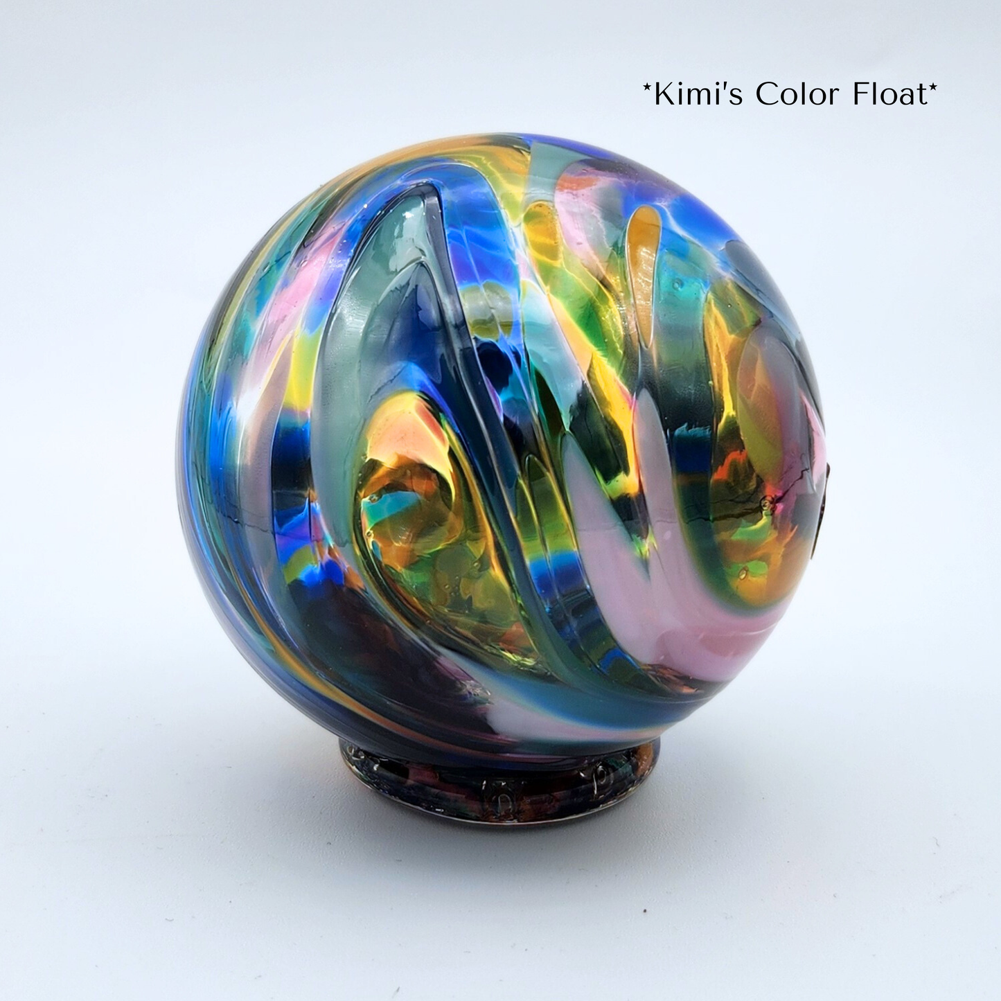 Kimi's Glass Float – Handblown Ornament in Blue, Yellow, Pink, Teal & Green