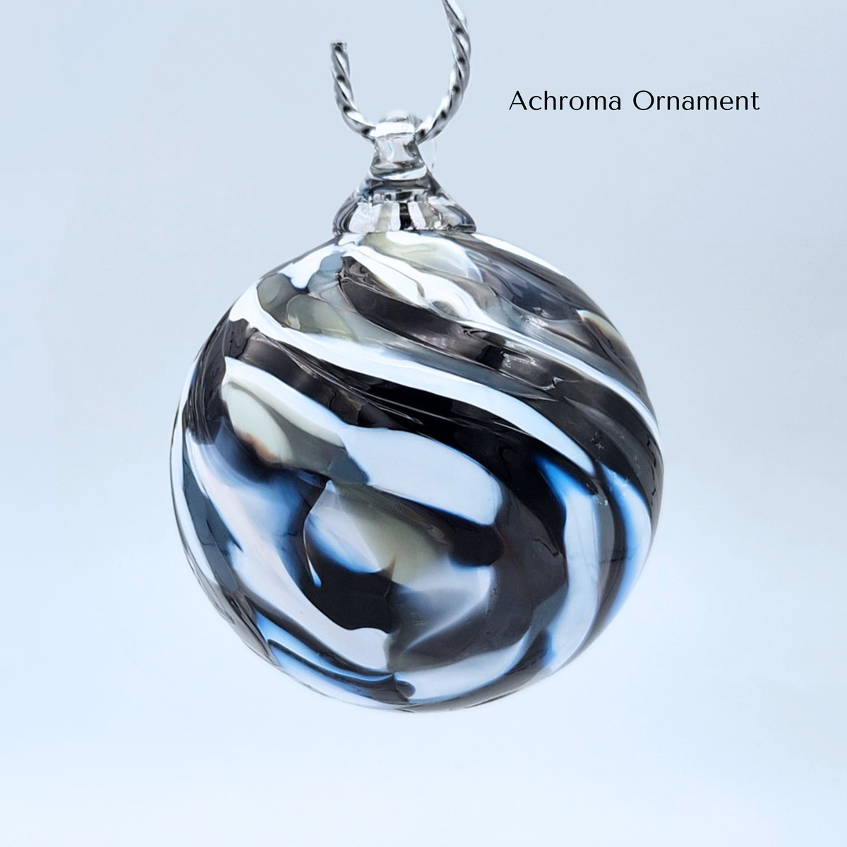 Achroma Glass Float – Handblown Ornament in White, Grays, and Black