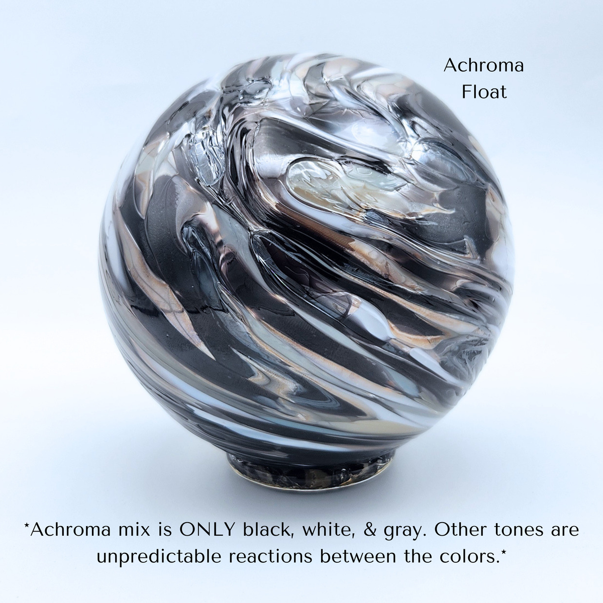 Achroma Glass Float – Handblown Ornament in White, Grays, and Black